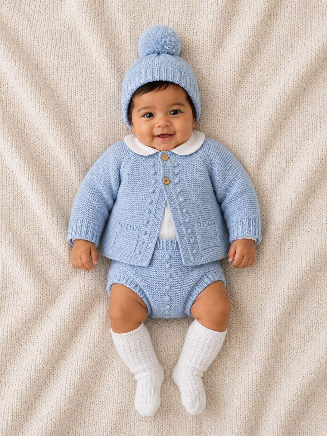 Baby Blue Boys 3 Piece Knitted Set