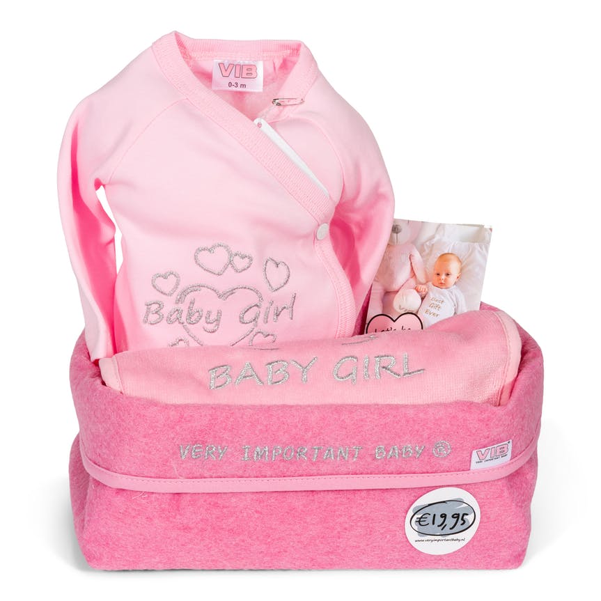VIB (Very Important Baby) 'Baby Girl' Princess Pink & Silver Gift Basket - Adorababy uk