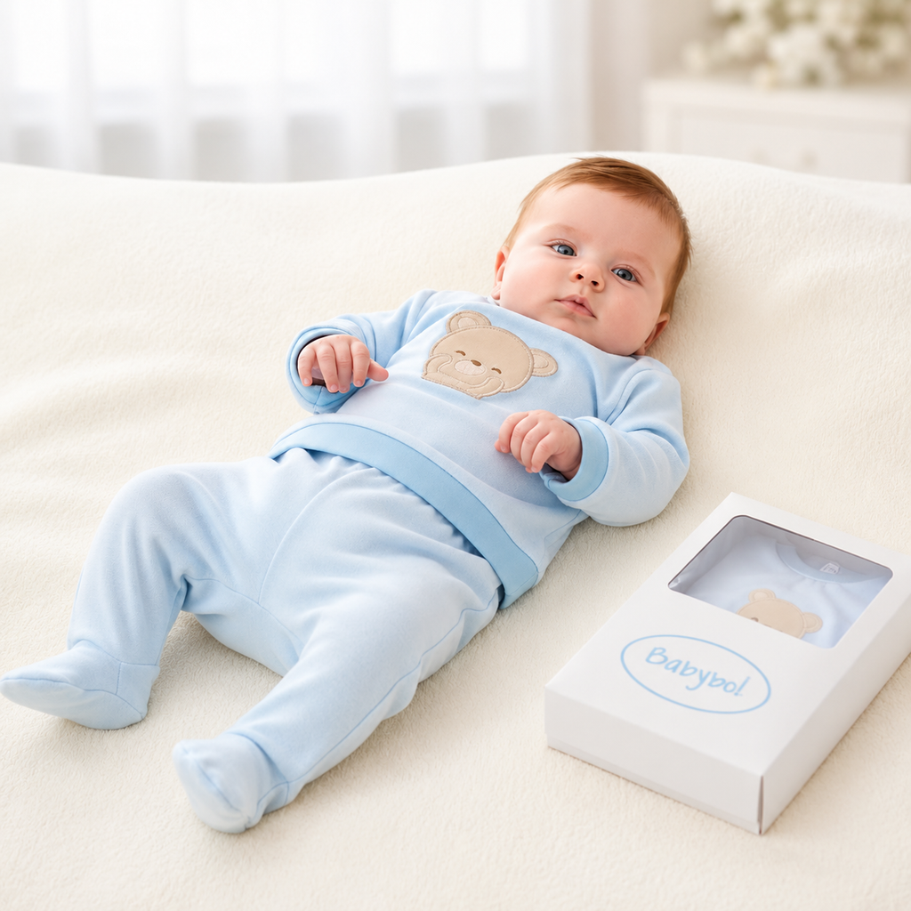 Sky Blue Little Bear Applique Set