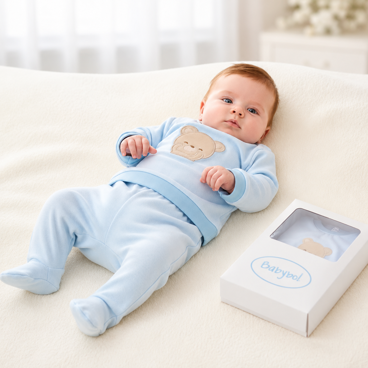 Sky Blue Little Bear Applique Set