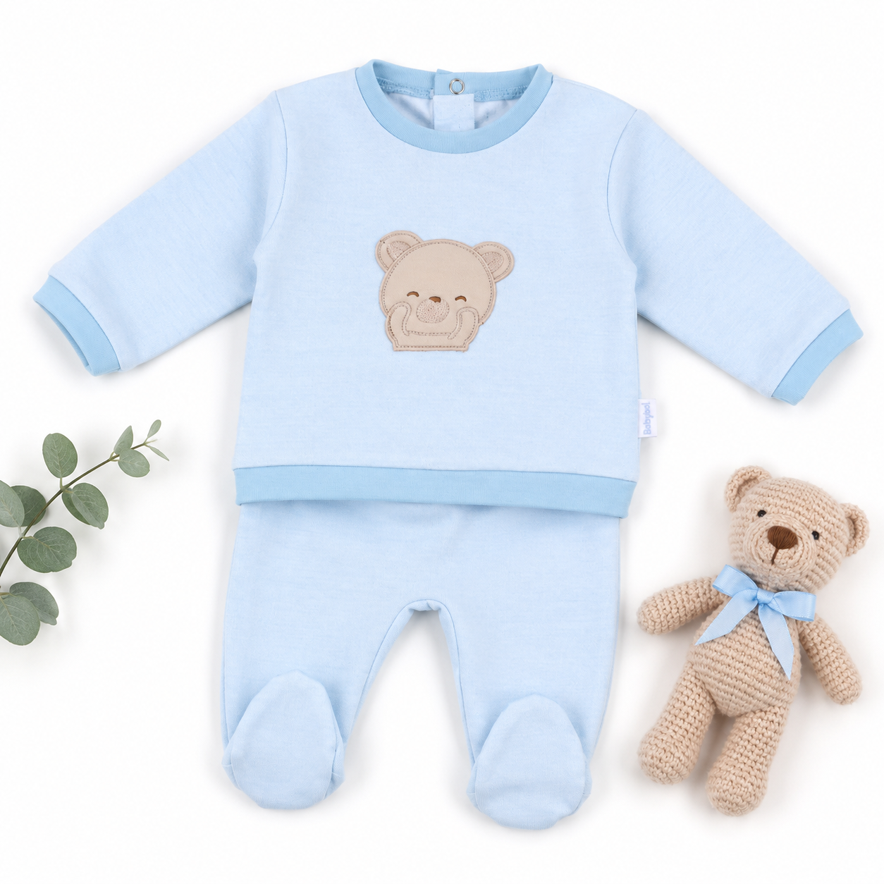Sky Blue Little Bear Applique Set