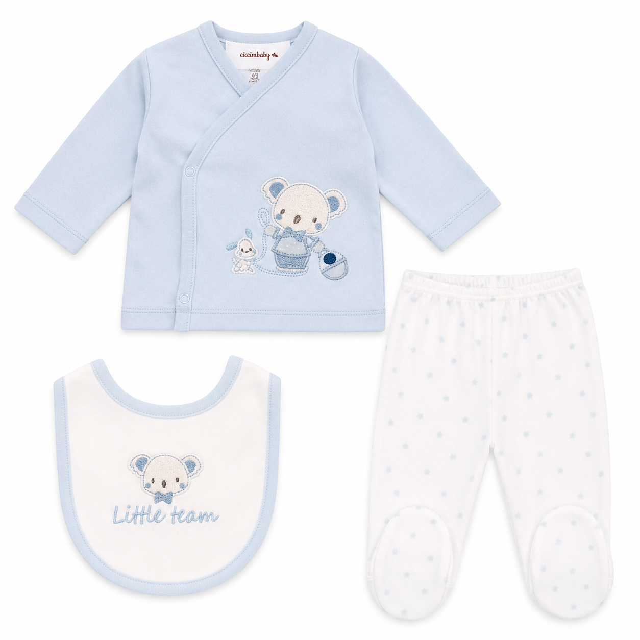 Baby Boys 'Little Team' 5 Piece Newborn Outfit Set - Blue