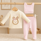 Happy Bunny Cotton 3-Piece Newborn Baby Set – Pink