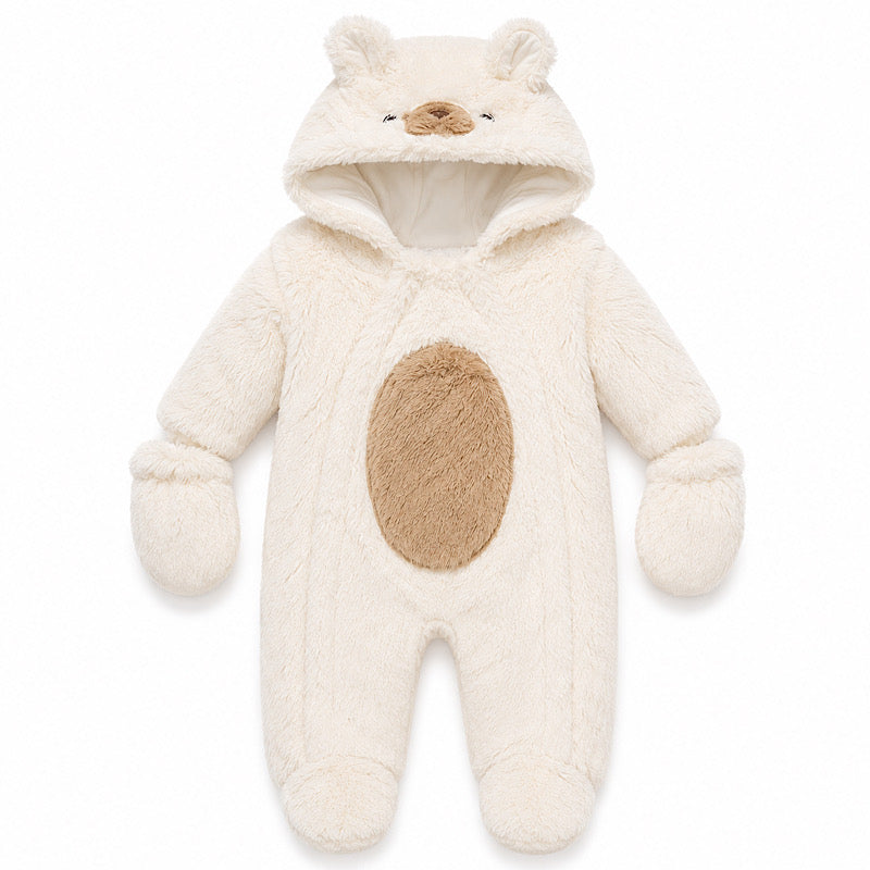 Baby Bear Fur Fleece Pramsuit