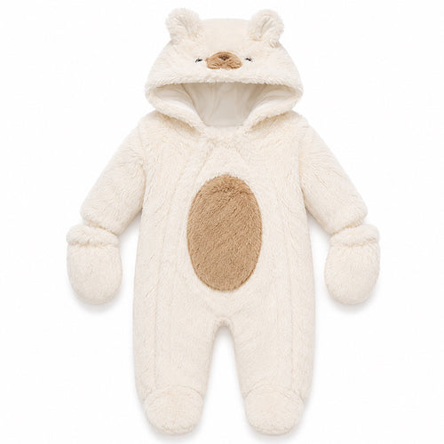 Baby Bear Fur Fleece Pramsuit