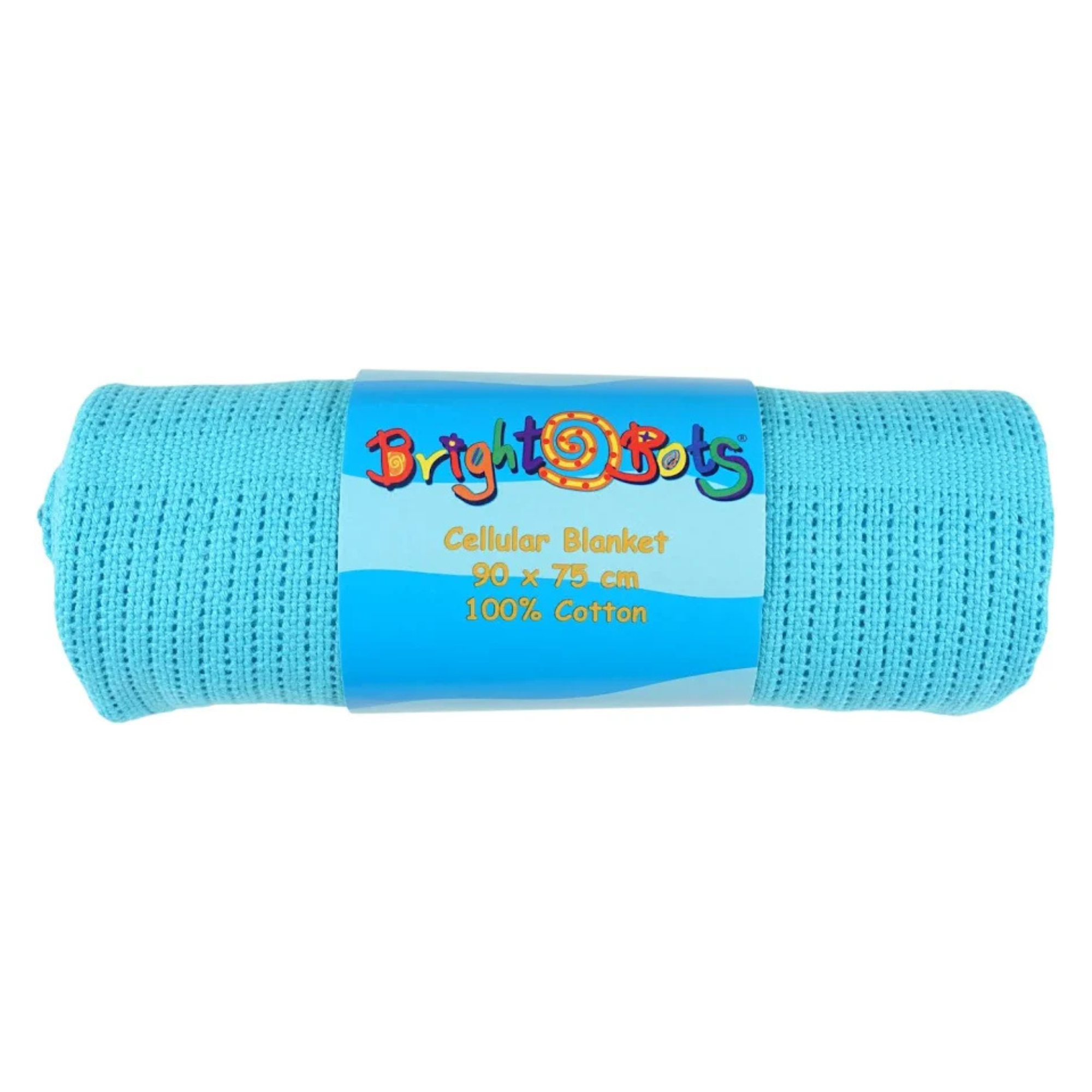 Turquoise Blue BrightBots Cotton Cellular Baby Blanket