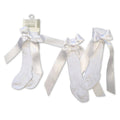 NURSERY TIME White Knee Length Socks with Large White Satin Bow - The Baby Place