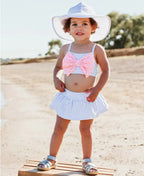 RUFFLEBUTTS RuffleButts Periwinkle Blue Seersucker Bow Skirted Bikini - Adorababy.co.uk
