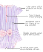 RUFFLEBUTTS RuffleButts Lilac Seersucker Peplum One Piece Bow Swimsuit -  Adorababy.co.uk