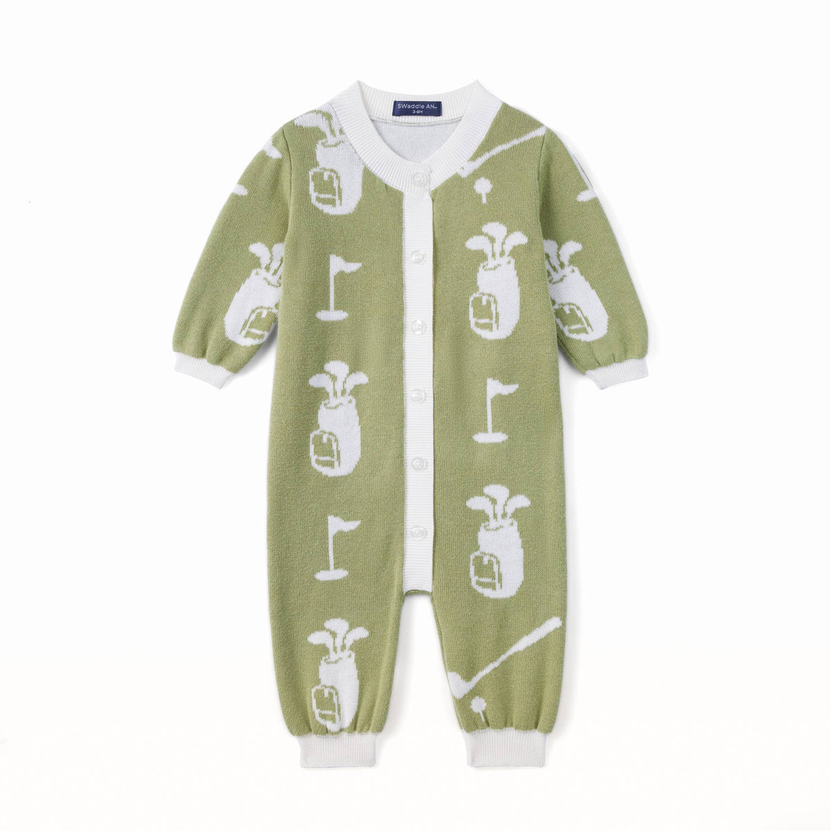 Baby Boys Green Golf Knit Romper