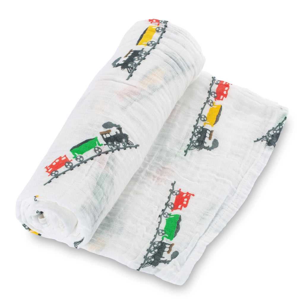 LOLLYBANKS LollyBanks Choo Choo Train Muslin Swaddle Blanket -Adorababy