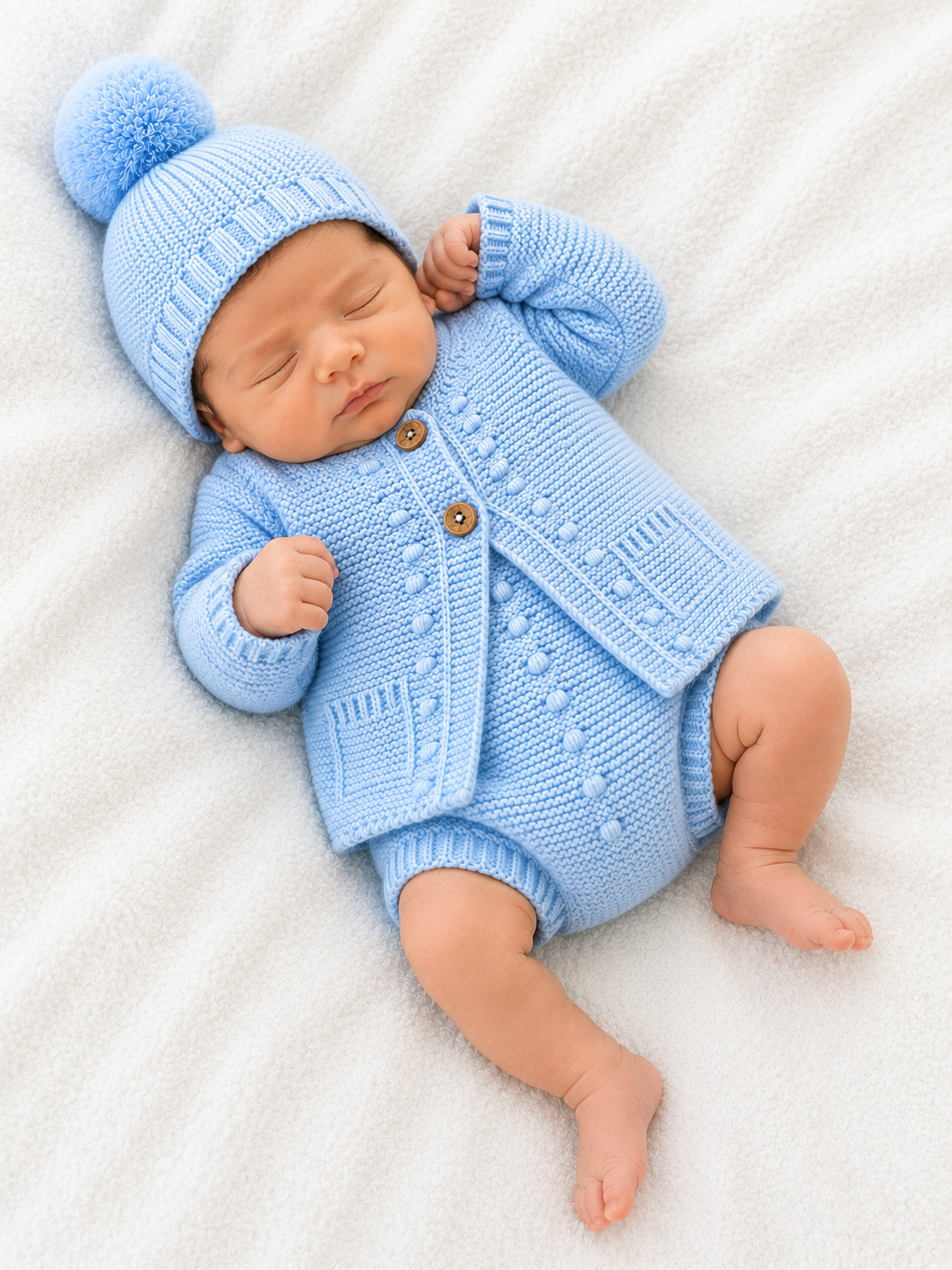 Baby Blue Boys 3 Piece Knitted Set