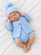 Baby Blue Boys 3 Piece Knitted Set