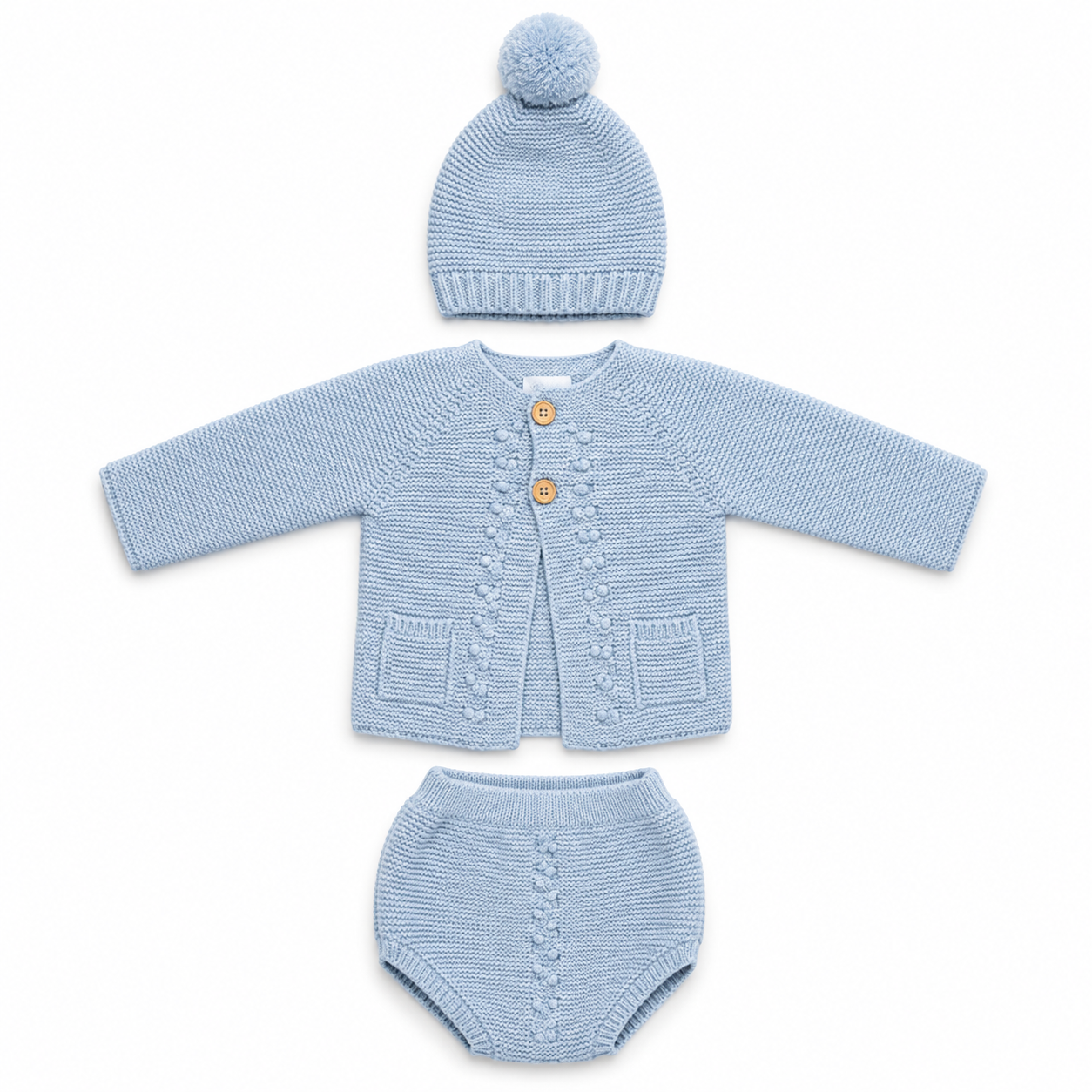 Baby Blue Boys 3 Piece Knitted Set