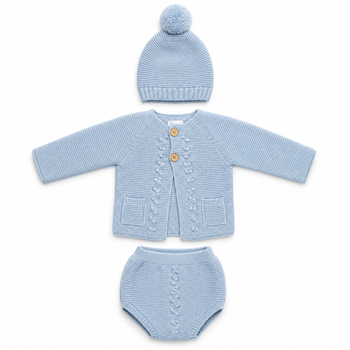 Baby Blue Boys 3 Piece Knitted Set