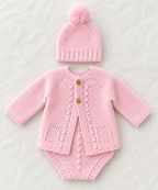 Baby Pink Girls 3 Piece Knitted Set