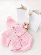 Baby Pink Girls 3 Piece Knitted Set