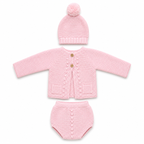 Baby Pink Girls 3 Piece Knitted Set