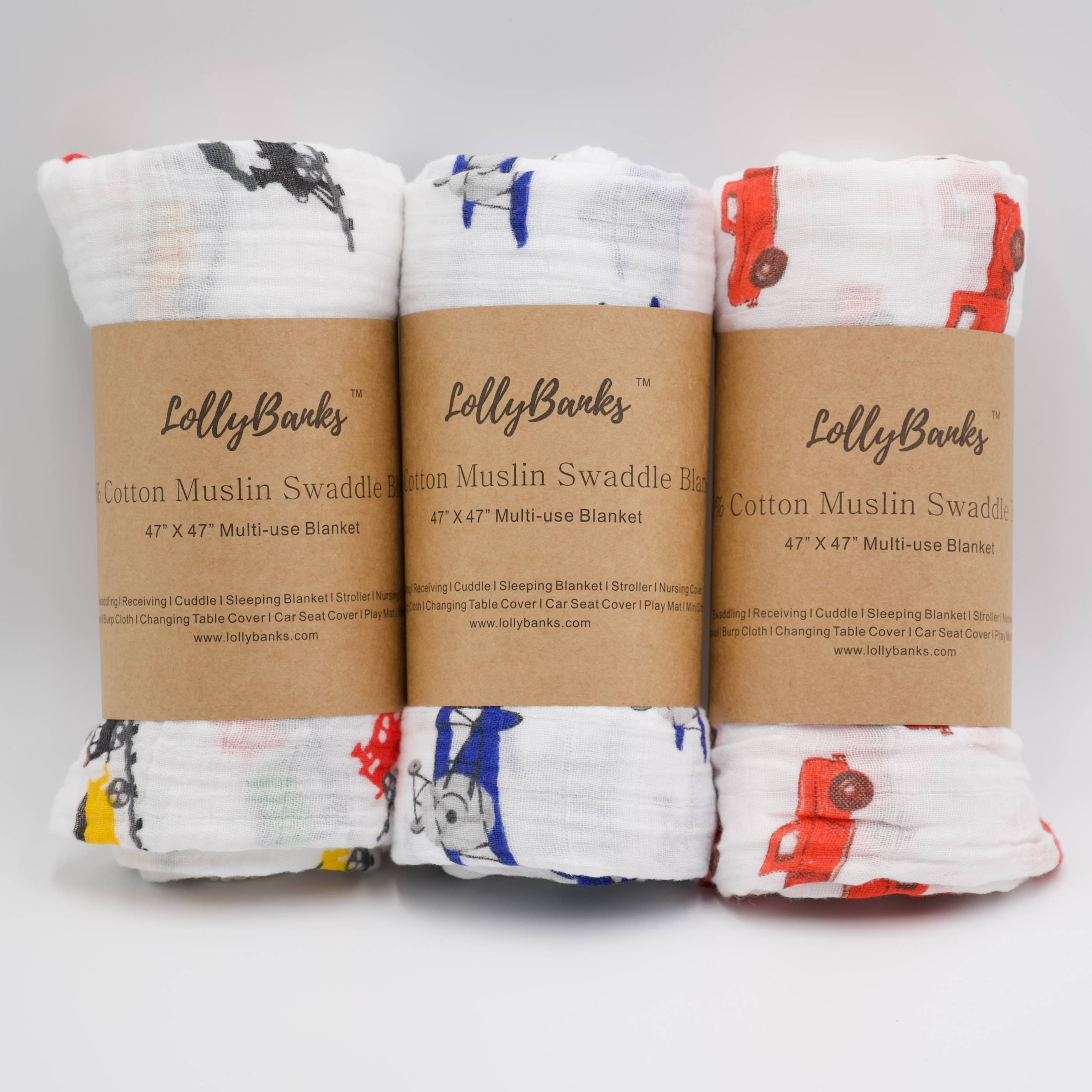 LOLLYBANKS LollyBanks Choo Choo Train Muslin Swaddle Blanket -