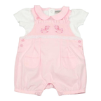 Pink baby romper with white shirt on a white background | Adorababy