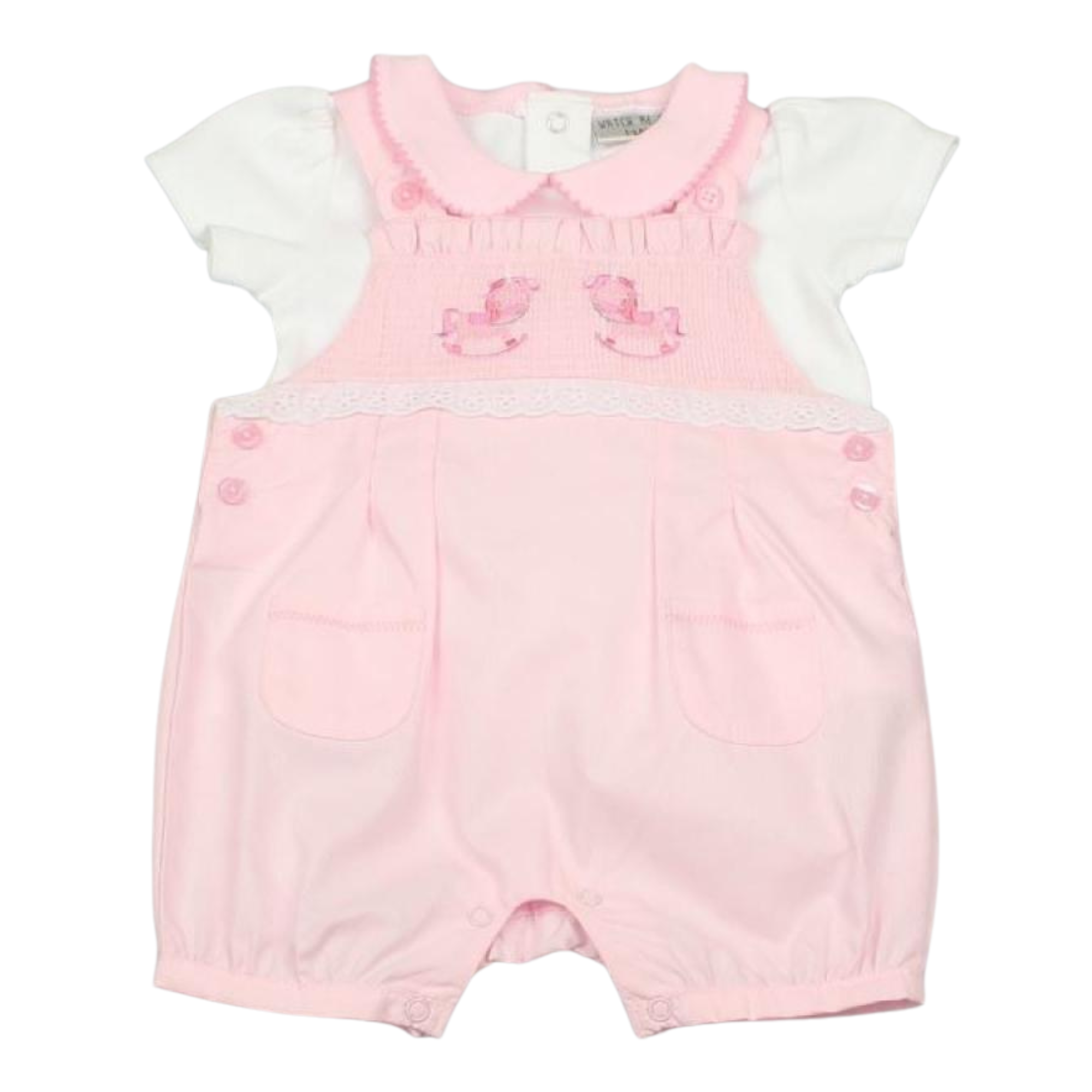 Pink baby romper with white shirt on a white background | Adorababy