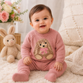 Dusky Rose Pink Knitted Bunny Baby Two-Piece Set