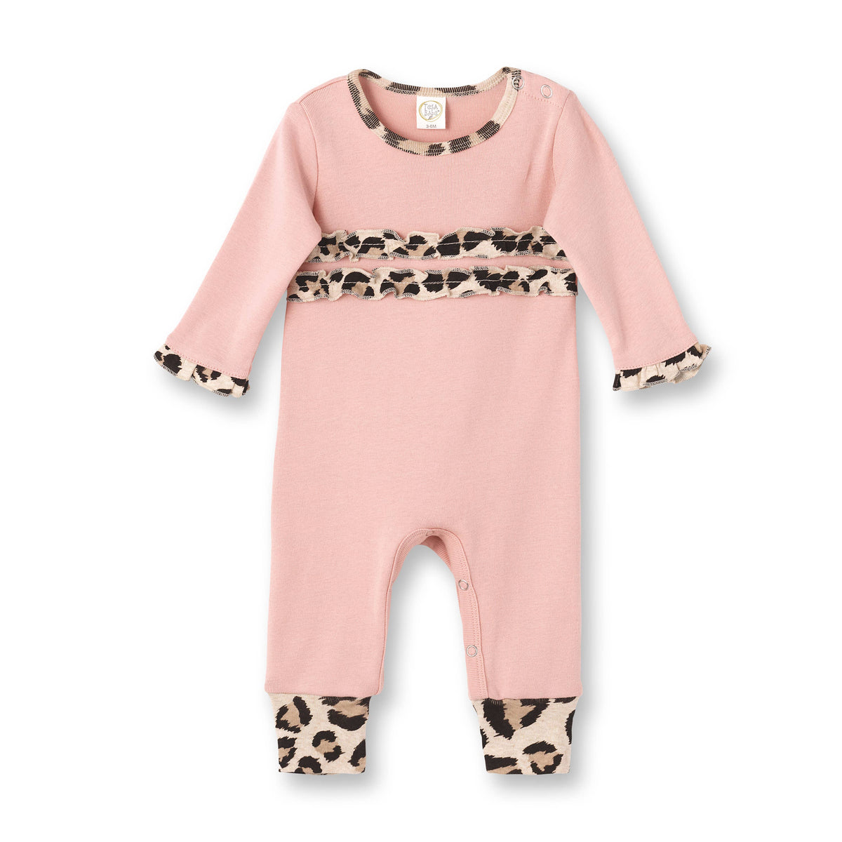 TESA BABE Tesa Babe Baby Girl Ruffle Romper with Leopard Trim - The Baby Place