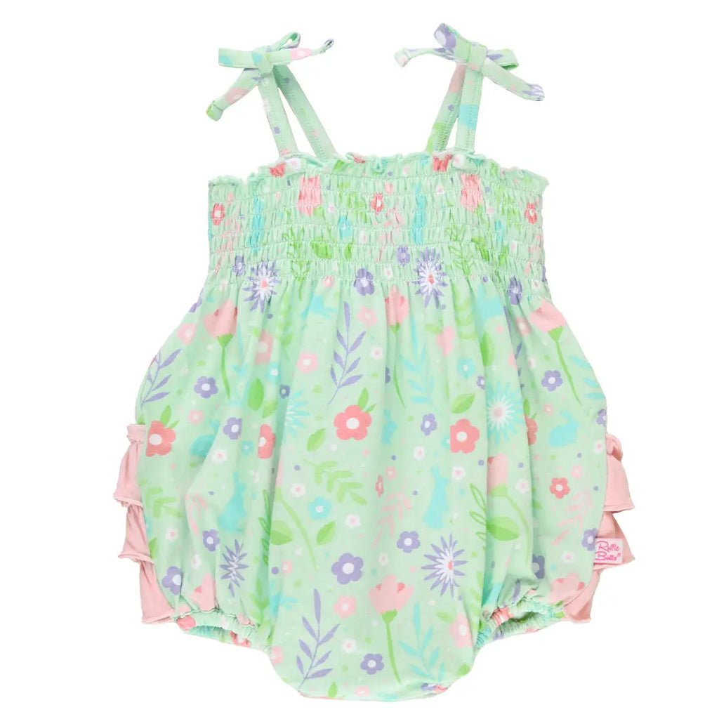 Baby Girls Some Bunny to Love Ruched Tie Bubble Romper