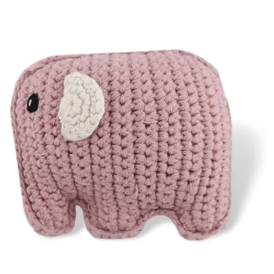 Dusky Pink Soft Elephant Baby Rattle