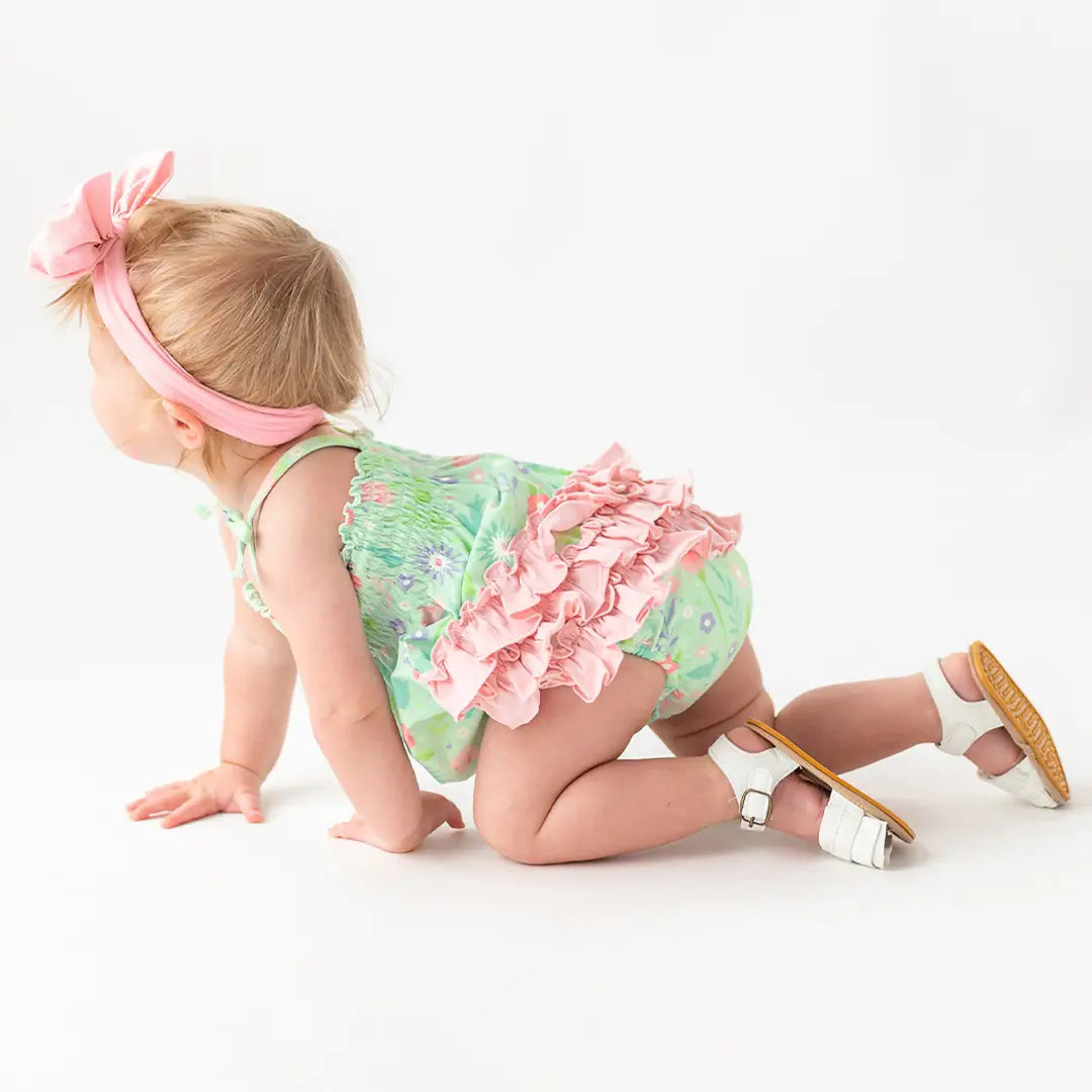 Baby Girls Some Bunny to Love Ruched Tie Bubble Romper