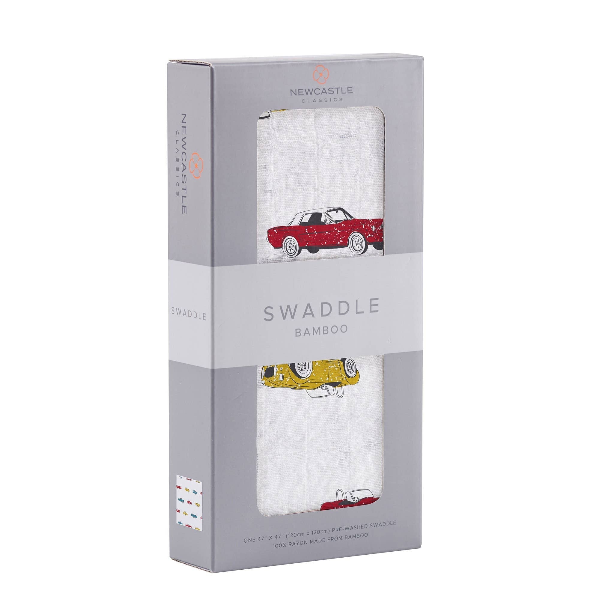 NEWCASTLE CLASSICS Vintage Cars - Natural Bamboo Muslin Swaddle - AdoraBaby