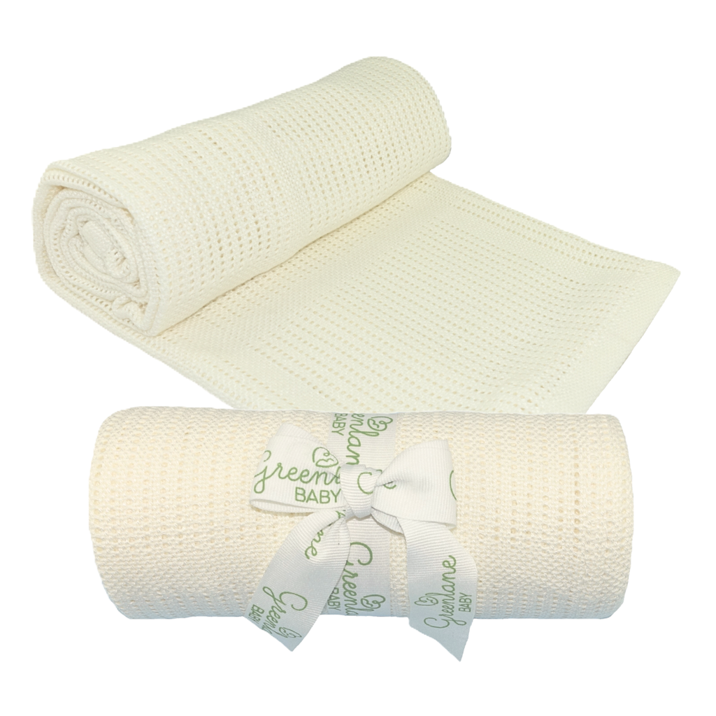 Greenlane Baby Bamboo Cotton Cellular Blanket: Marshmallow