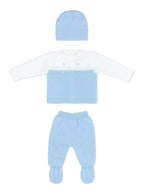 Fruit de Ma Passion White & Blue Knitted Baby 3-Piece Gift Box Set