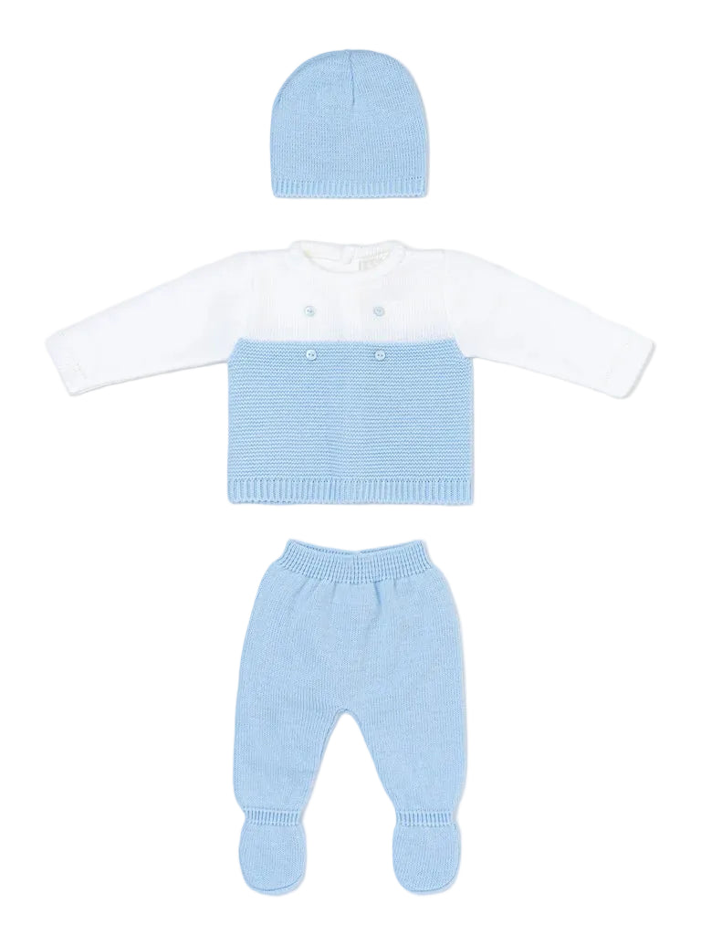 Fruit de Ma Passion White & Blue Knitted Baby 3-Piece Gift Box Set