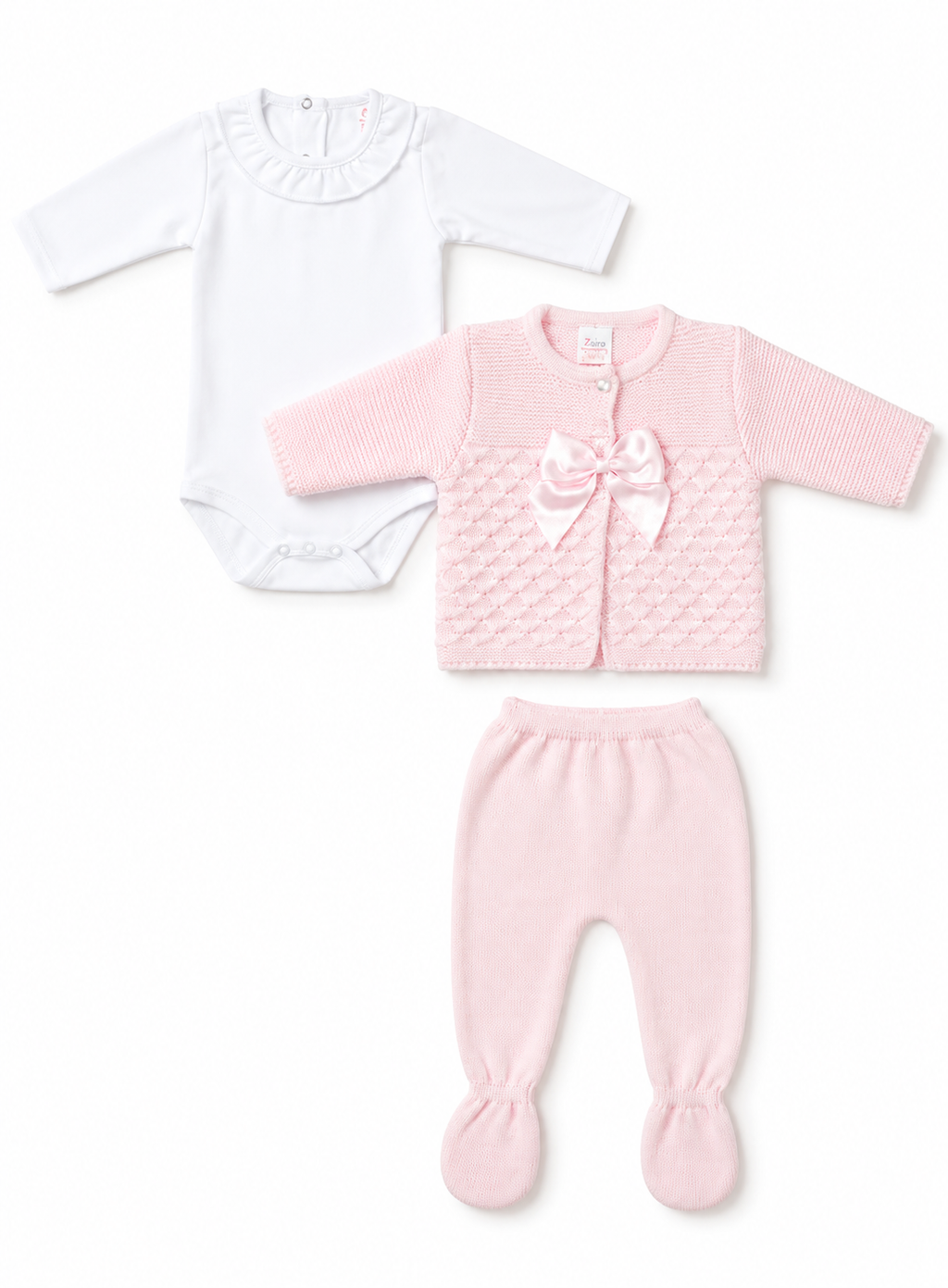 Fruit de Ma Passion Pink Knitted 3 Piece Baby Set