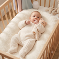 Rock A Bye Baby Unisex Borg Pramsuit & Bear Comforter Set – Cream