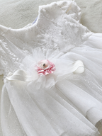 Ivory White Sparkle Baby Girls Dress & Headband Set