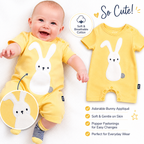 Bunny Time  Yellow Organic Cotton Baby Romper
