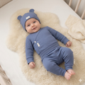 Home Grown Baby Dusky Blue Organic Cotton Ribbed 3 Piece Outfit