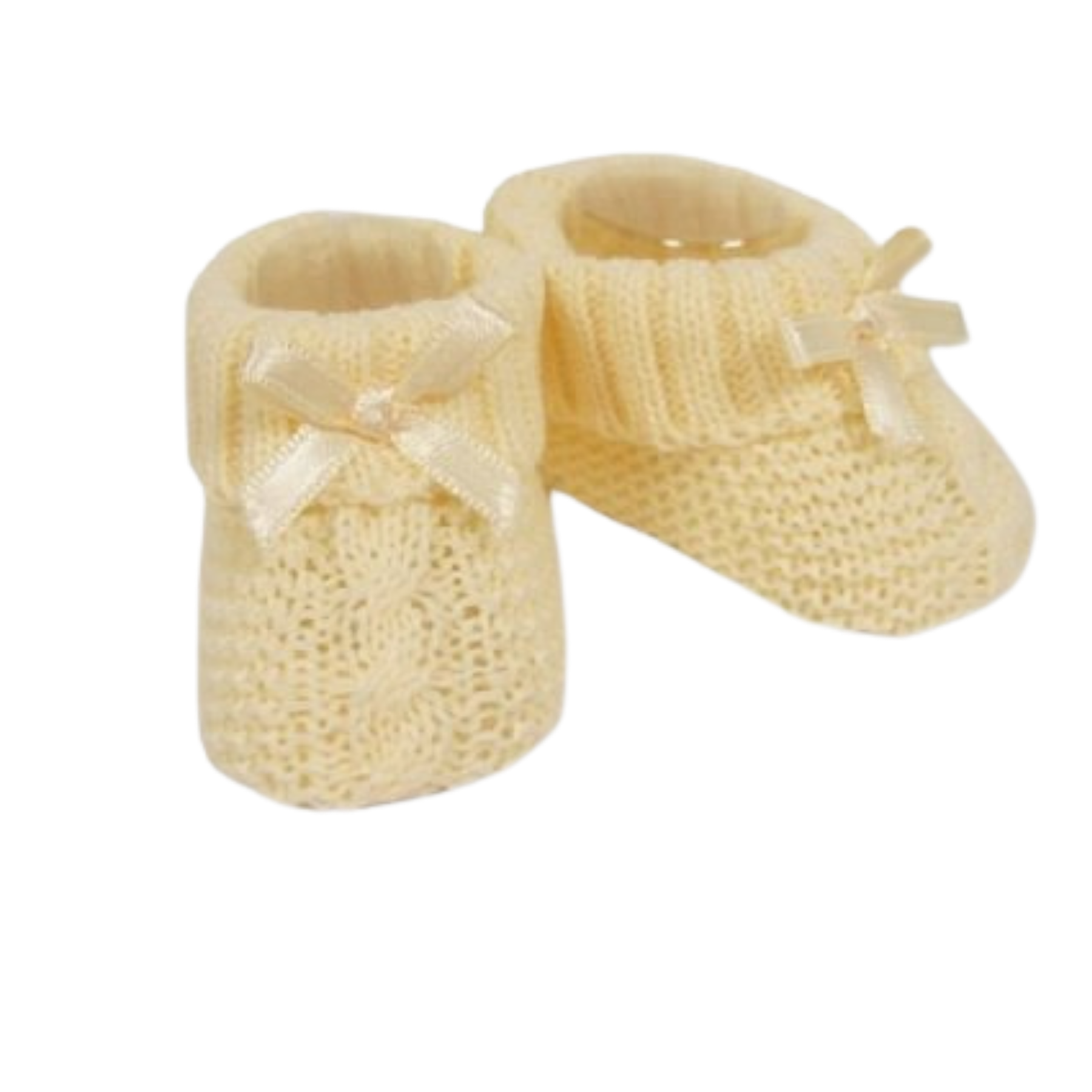 NURSERY TIME Lemon Knitted Newborn Baby Booties with Bow - Adorababy