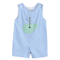 Blue Gingham Baby Boy Golf Applique Shortie Dungaree Romper