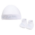 SOFT TOUCH White Cotton Hat & Bootie Gift Set with Little Prince Embroidery - adorababy uk