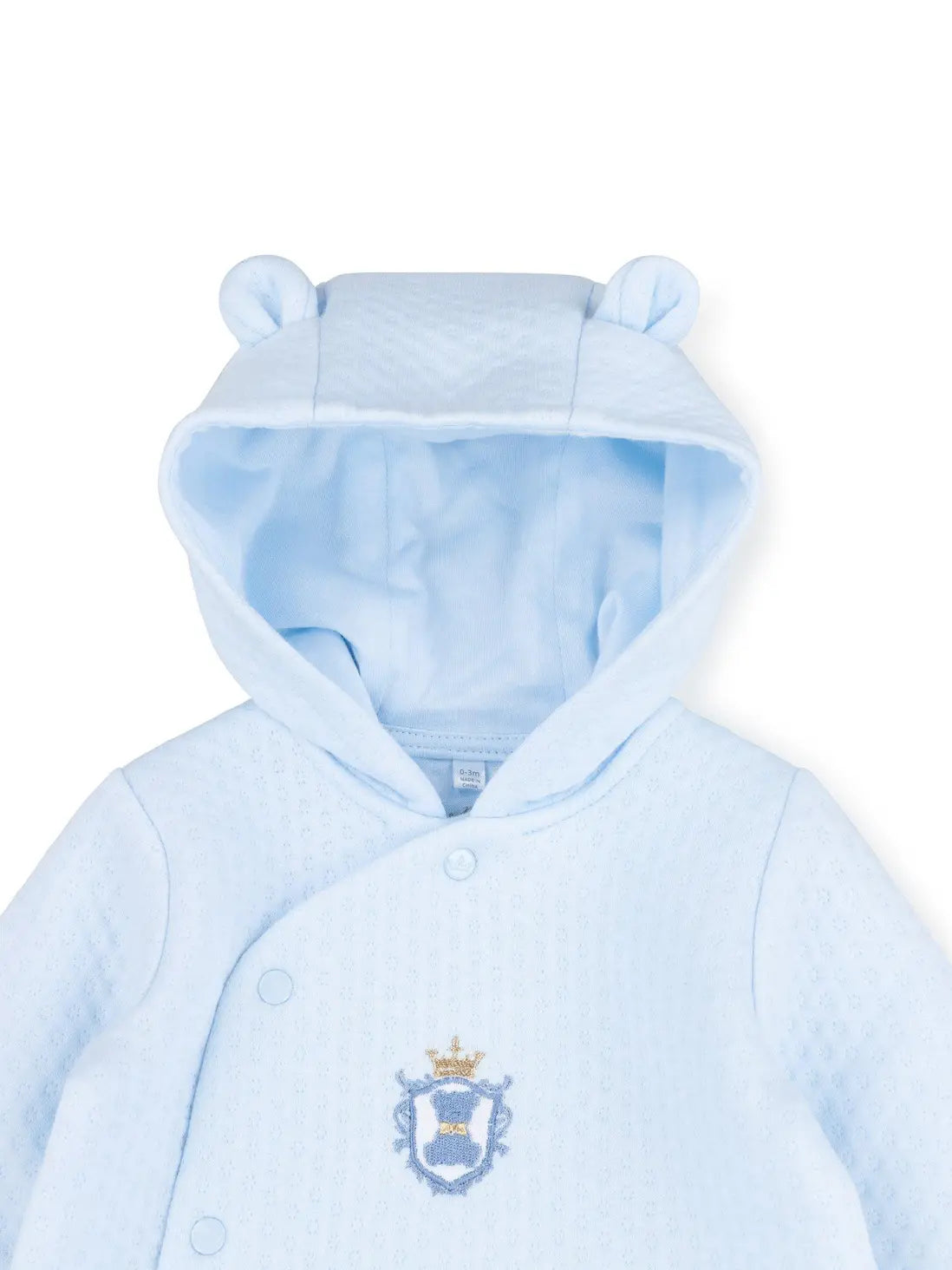Baby Boys Sky Blue Royal Baby Bear Hooded Romper - Age 6-9m