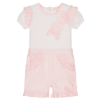 Pink & White Cotton Ruffled Baby Girls Shorts Set