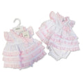Prem Baby Girls Pink & White Ruffle Tiered Dress Set