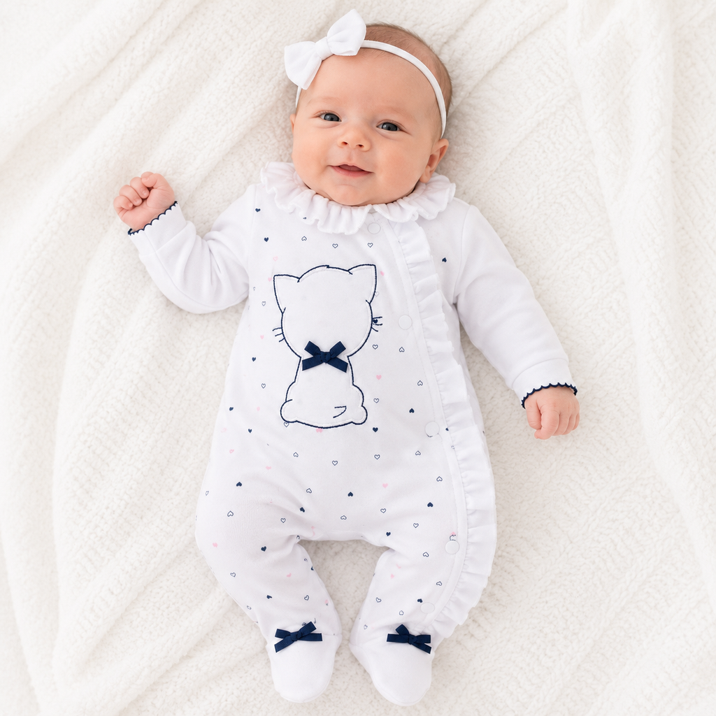 Pex Baby Girls Kitten Sleepsuit | Adorababy.co.uk
