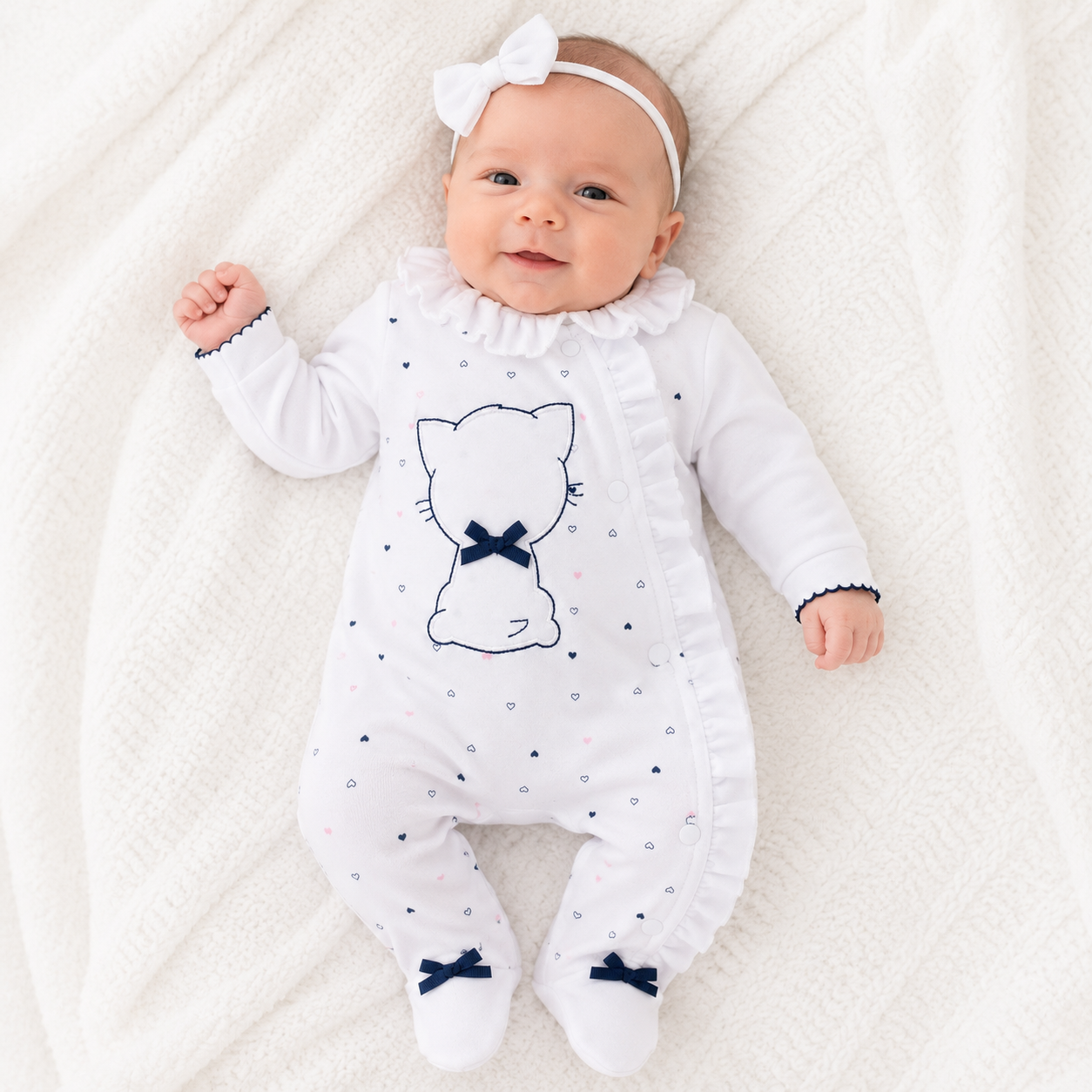 Pex Baby Girls Kitten Sleepsuit | Adorababy.co.uk