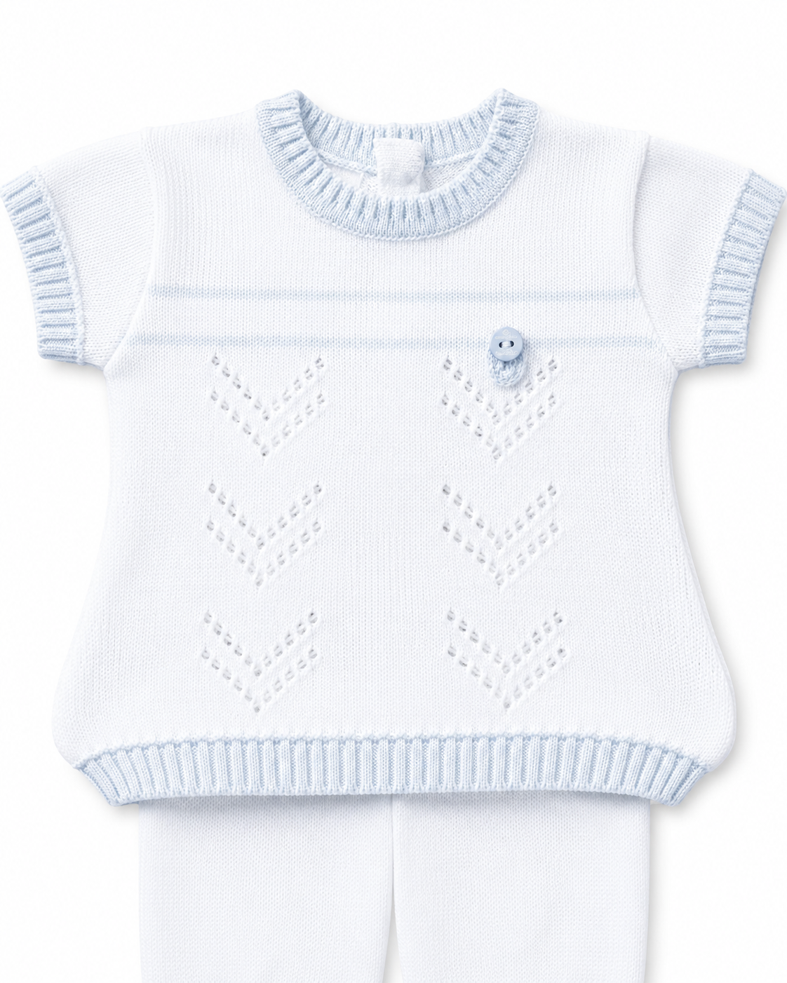 Baby Boys White & Sky Fine Cotton Knit Two Piece Set