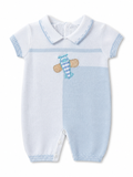 Sky Blue & White Soft Cotton Knit Aeroplane Romper