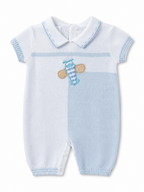 Sky Blue & White Soft Cotton Knit Aeroplane Romper